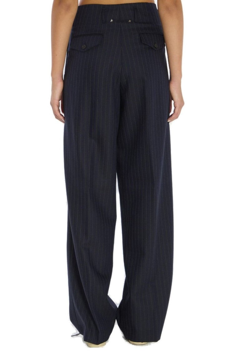 Golden Goose Sartorial Pleated Flavia Pants In Pinstripe Fabric