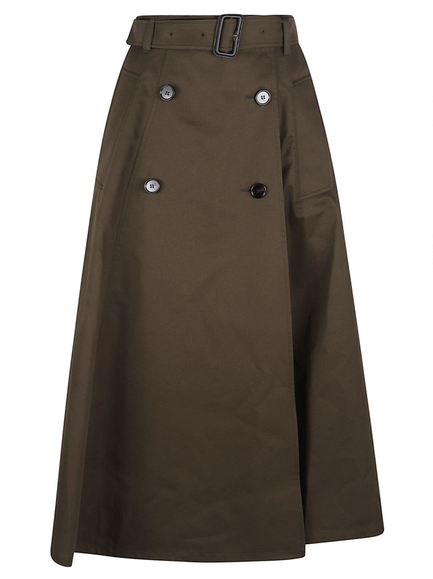 Burberry High-Waisted A-Line Skirt With Wrap Closure And Belt