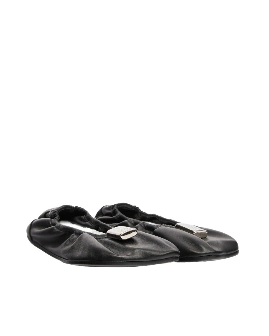 Mm6 By Maison Margiela Soft Leather Ballerina Flats With Gathered Edging