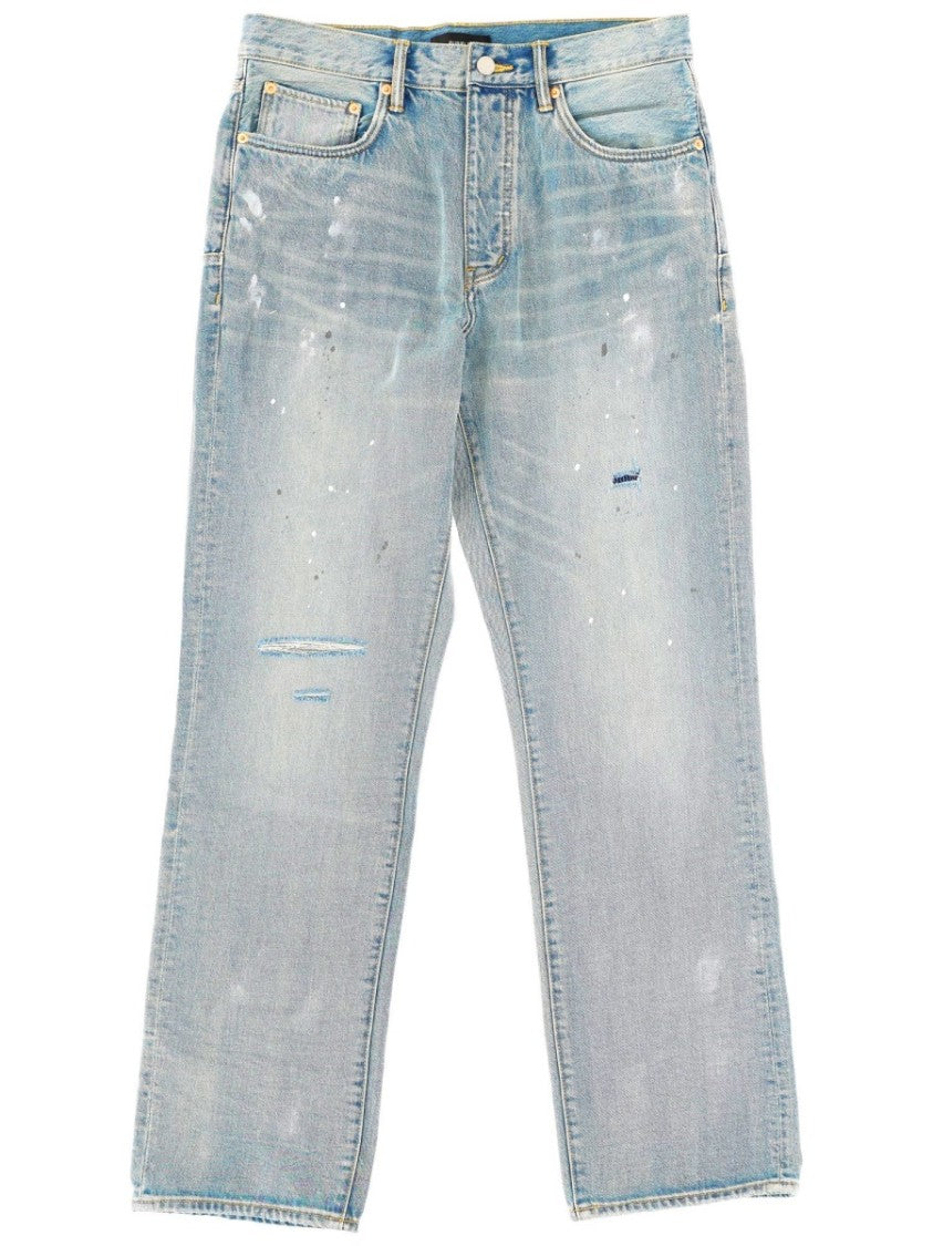 Purple Brand Relaxed Fit Light Blue Denim Jeans With Distressed Detailing