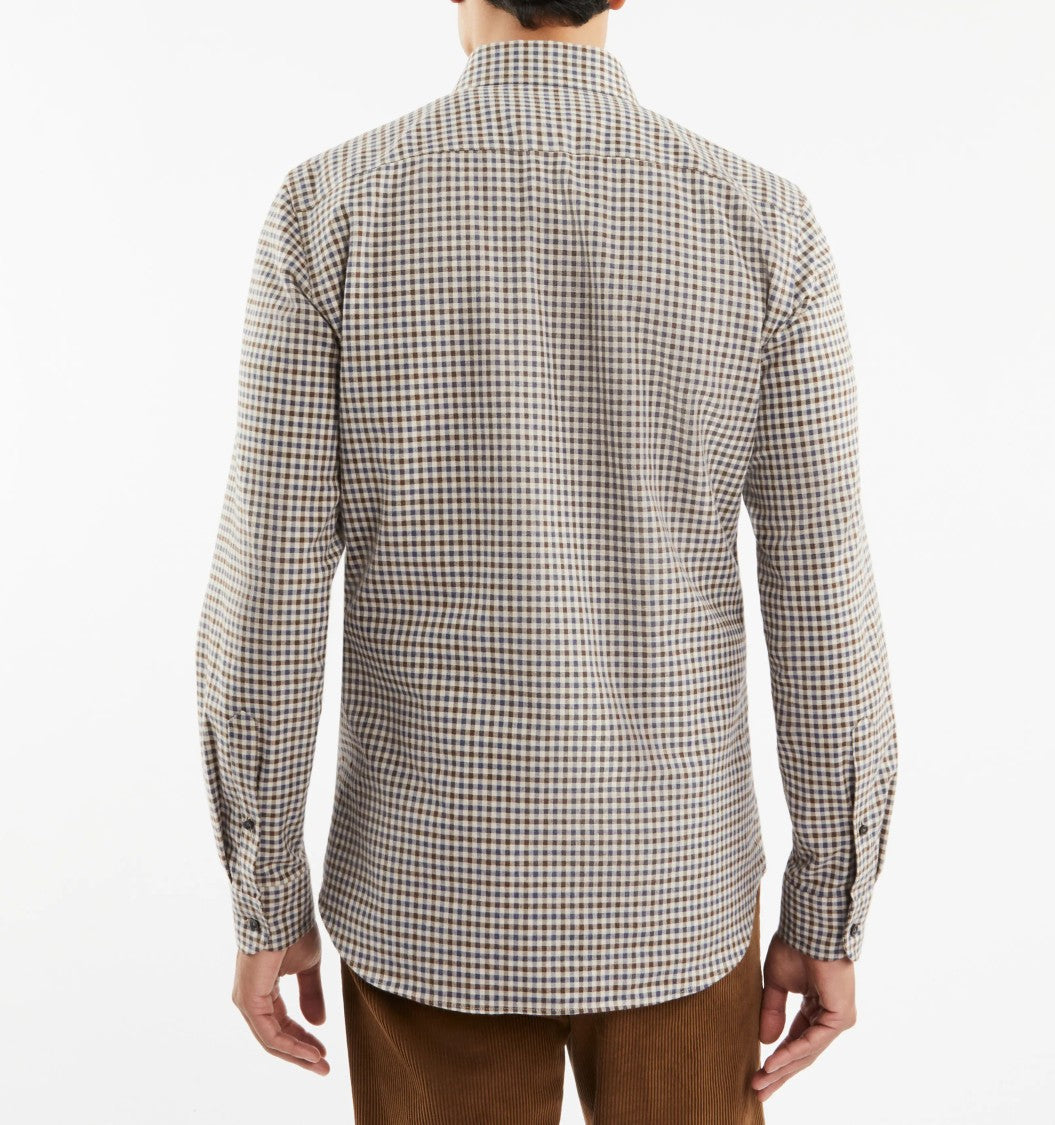 Fay Long-Sleeve Checked Shirt In Brown
