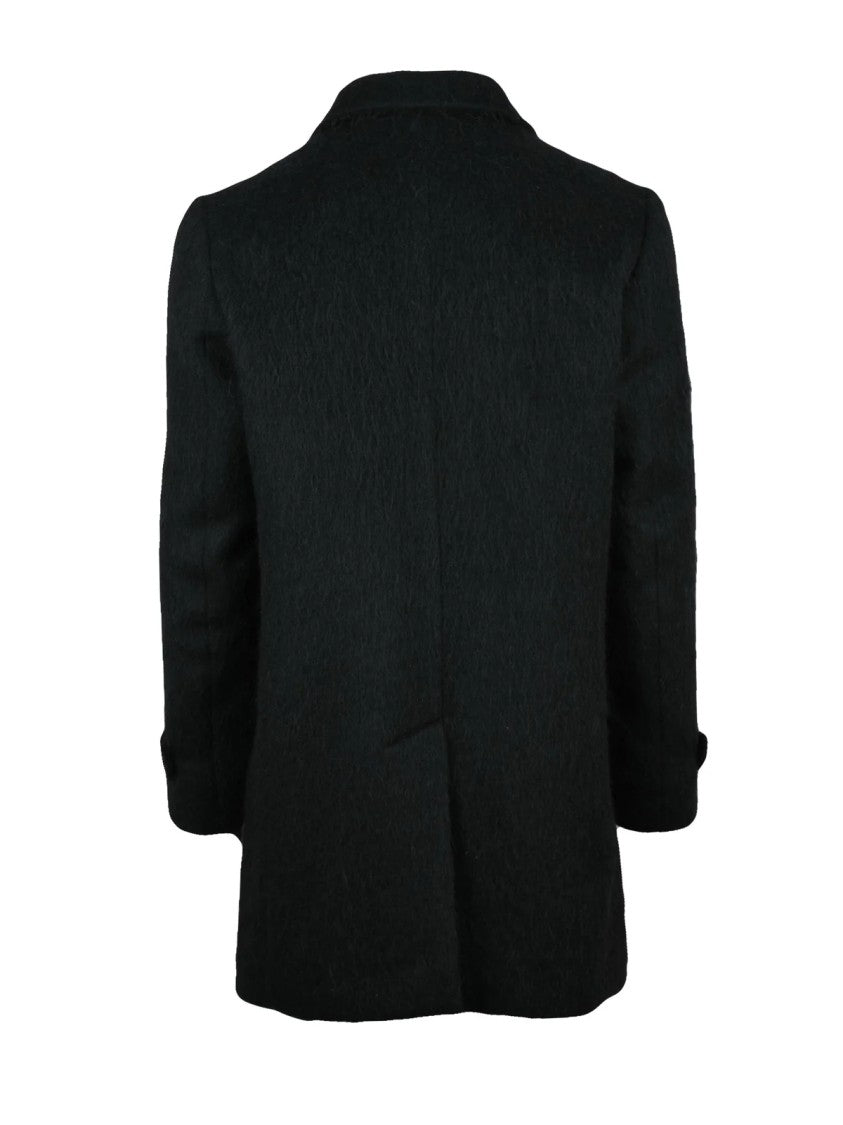Reveres 1949 Black Wool-Alpaca Blend Coat
