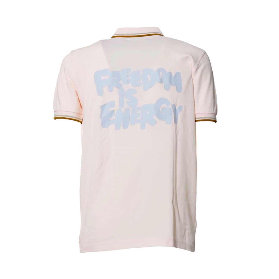 Comme Des Garçons Peach Cotton Knit Polo With Stripes