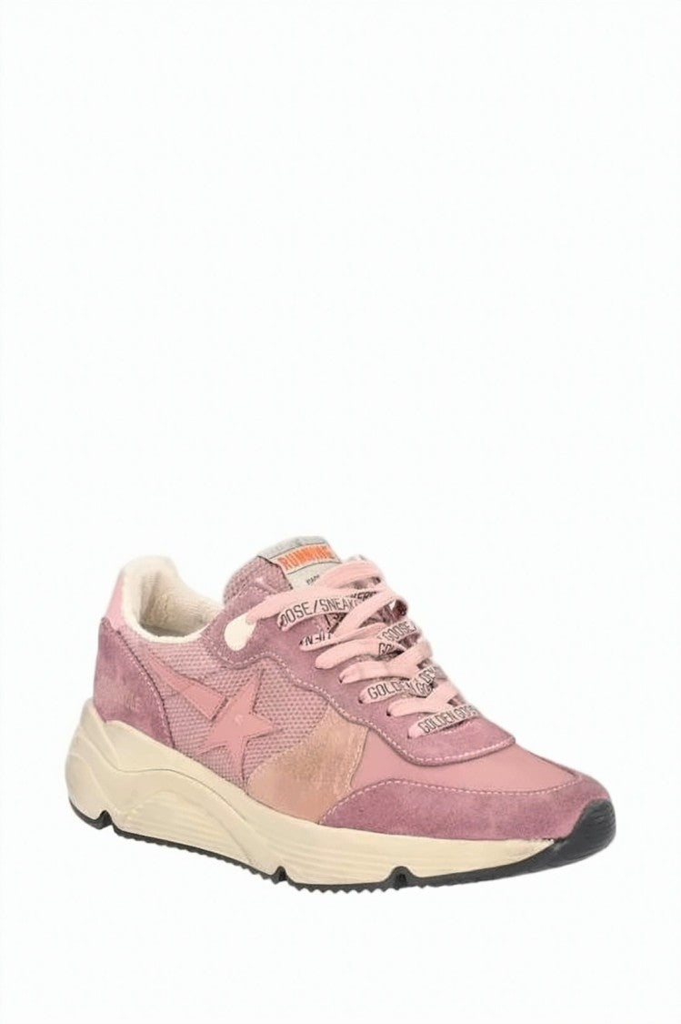 Golden Goose Layered Pink Suede And Mesh Sneakers