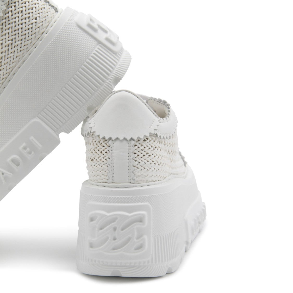 Casadei Textured White Leather Sneakers With Platform Sole
