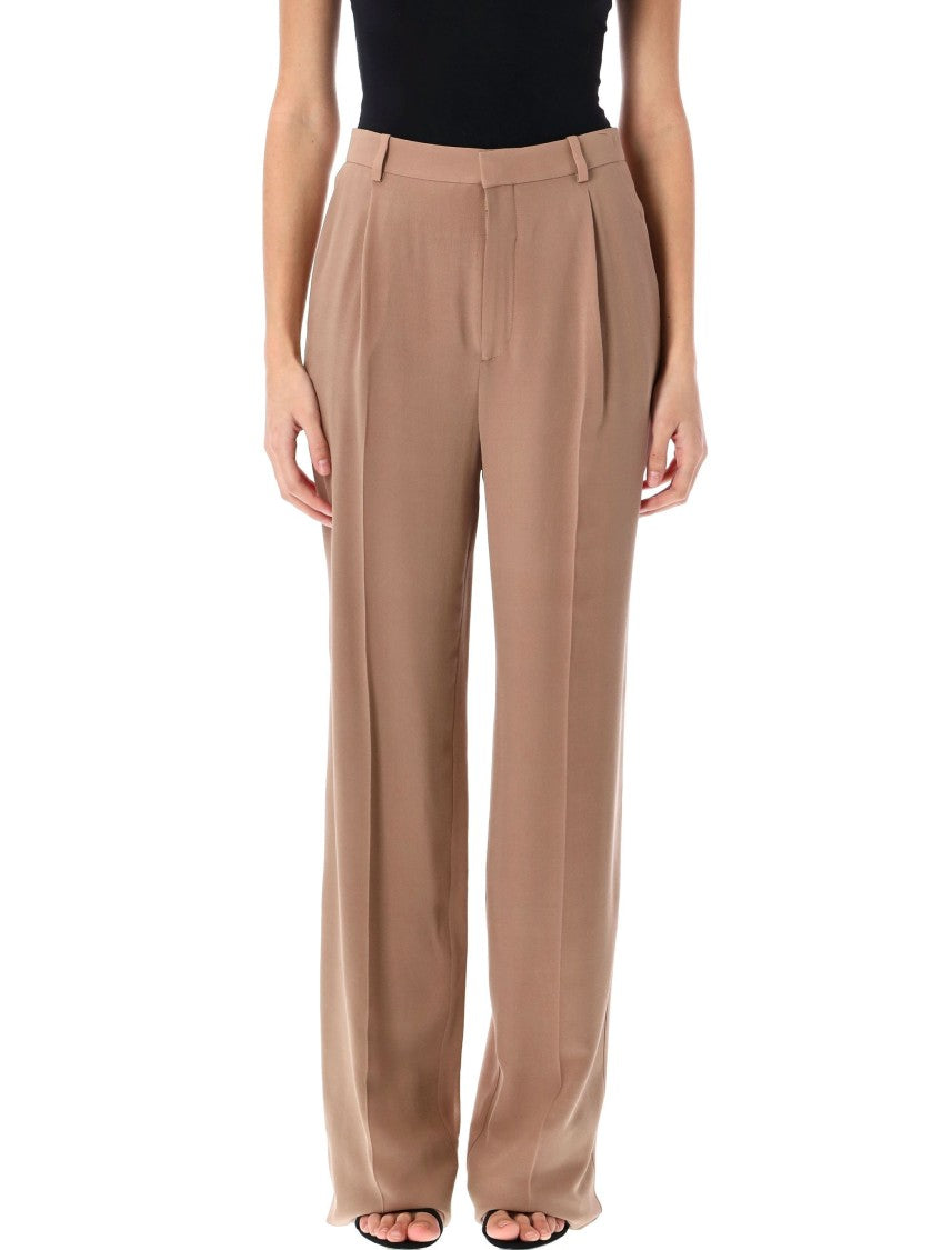 Saint Laurent Brown Silk Crepe Pants
