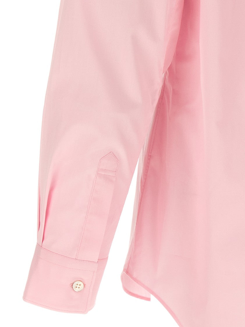 Comme Des Garçons Cotton Poplin Shirt With Contrasting Inserts And Asymmetric Hem