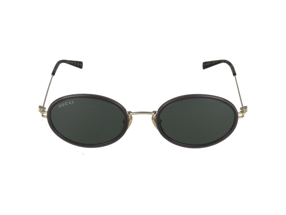 Gucci Grey Gold-Tone Bridge Round Sunglasses