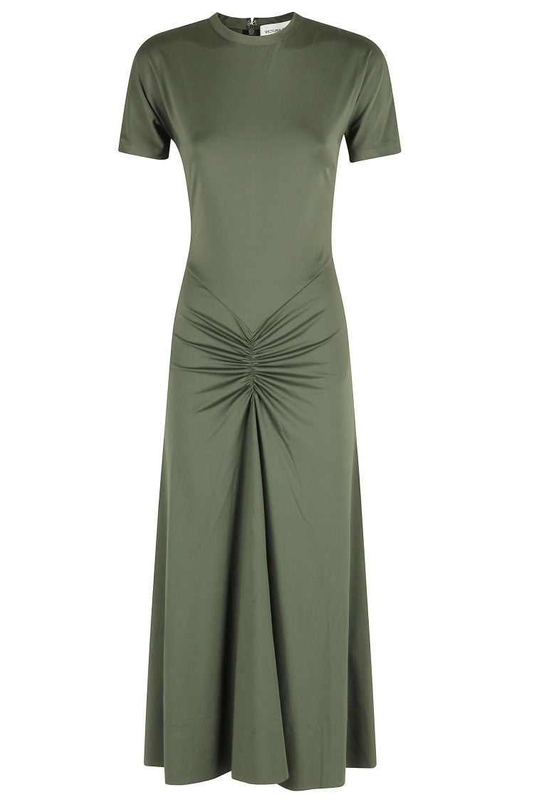 Victoria Beckham Gathered Waist T-Shirt Midi Dress