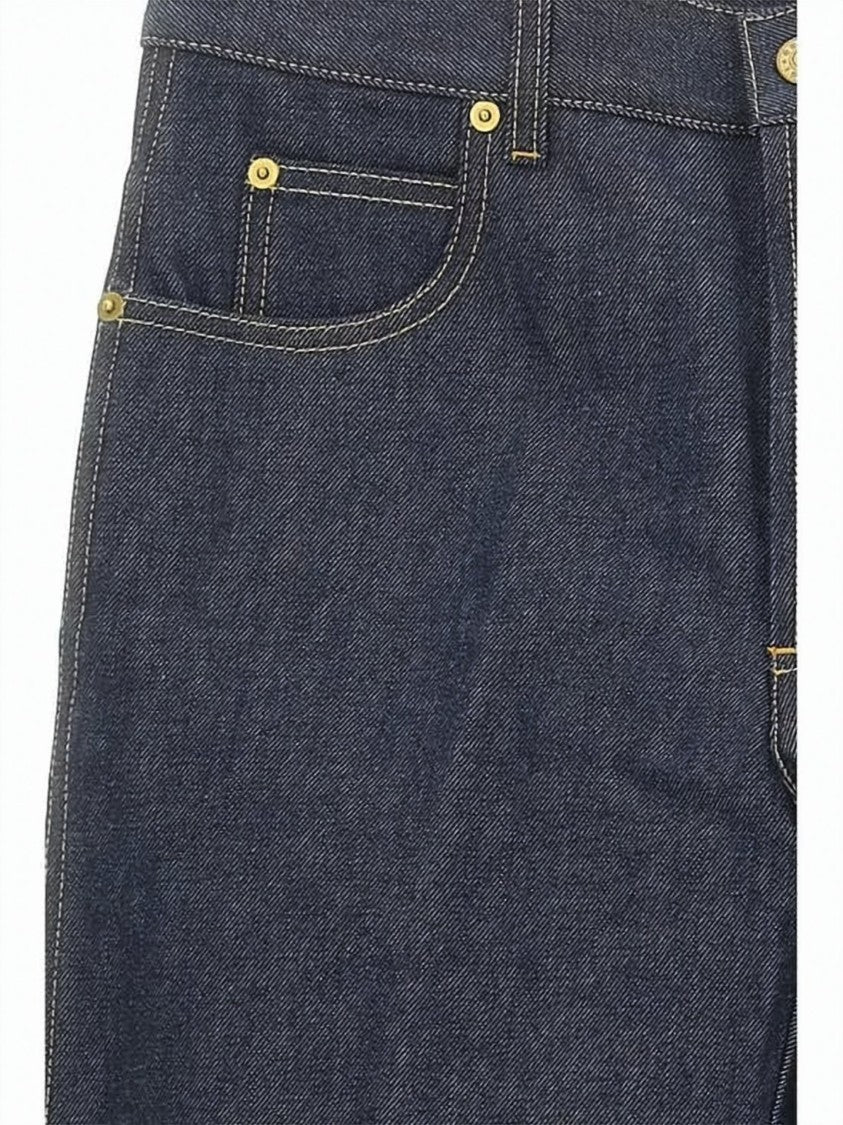 Gucci Mid-Rise Straight-Leg Denim Pants With Gold Rivet Accents