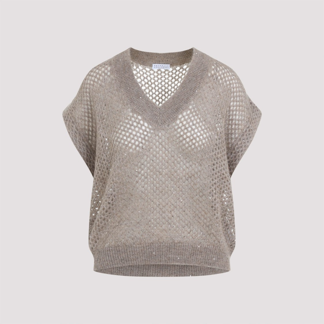 Brunello Cucinelli Open Knit Mohair Blend Sweater