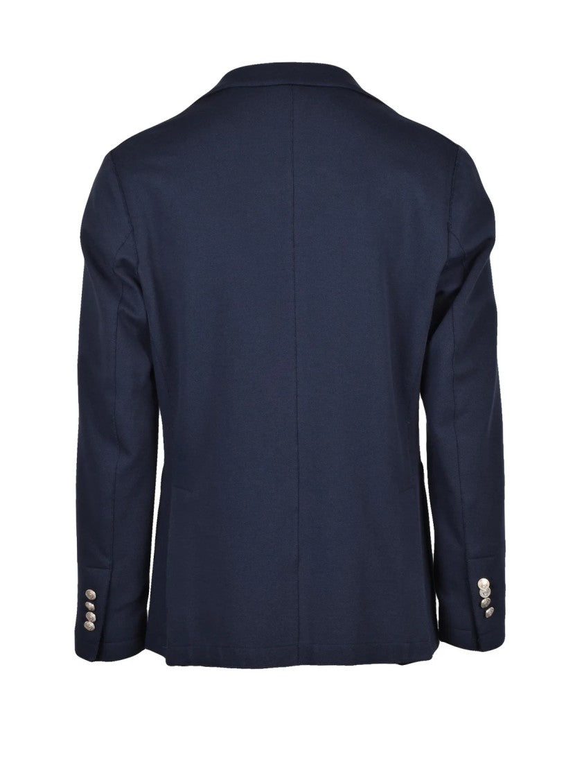 Eleventy Blue Unlined Raw Cut Cotton-Blend Blazer