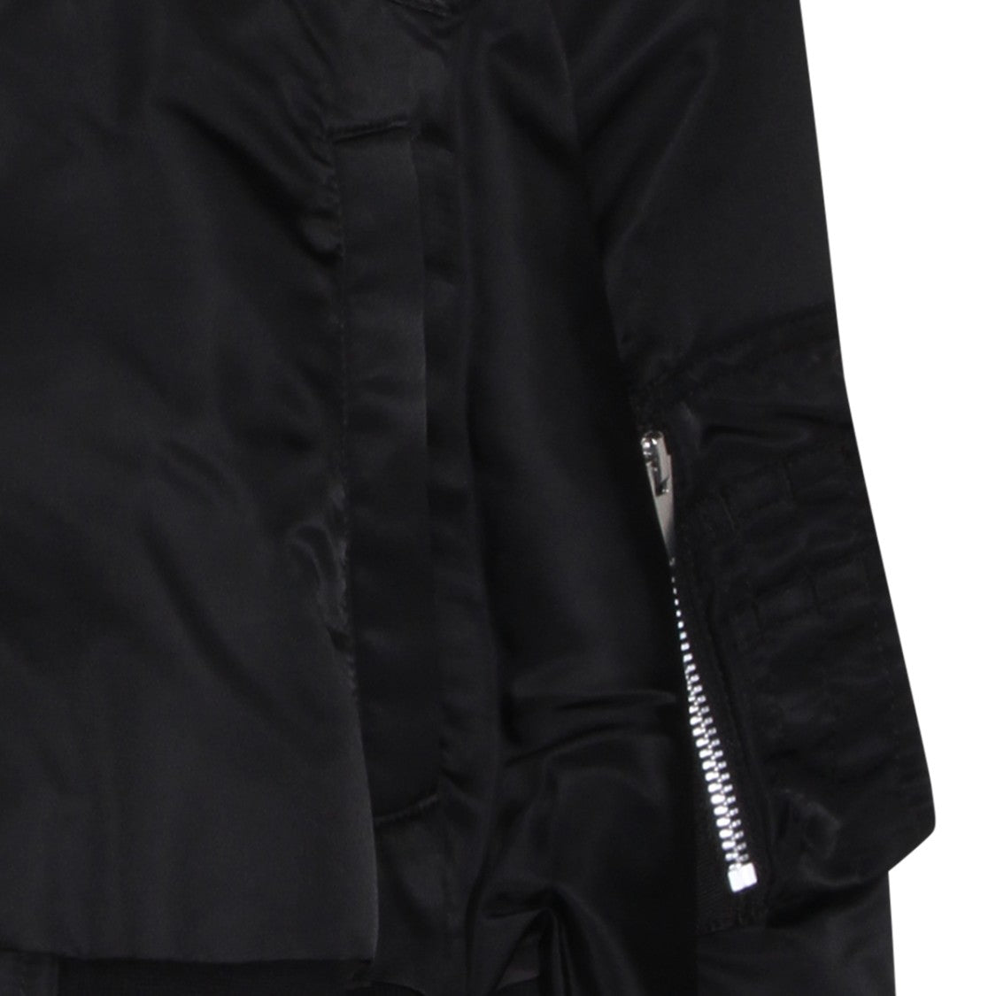 Sacai Structured Black Jacket With High Collar And Front Zipper
