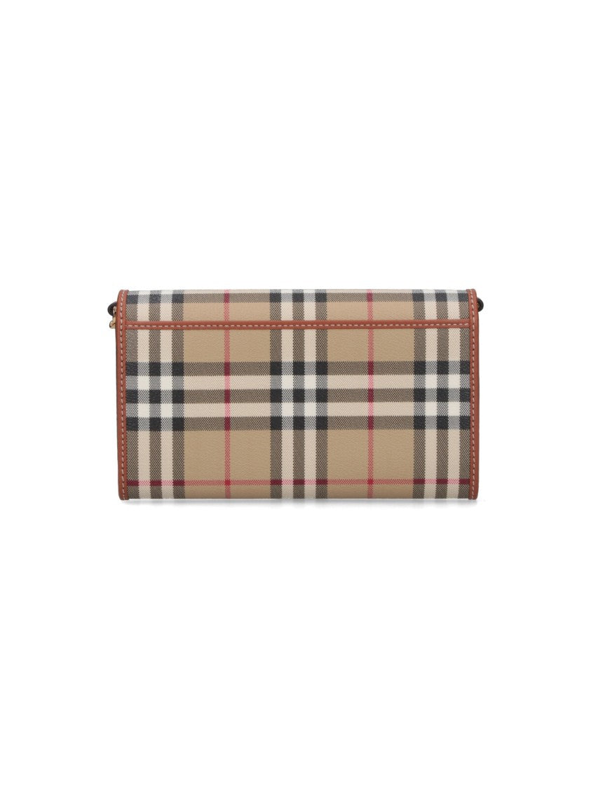 Burberry Beige Fabric Wallet With Multicolor Check Pattern