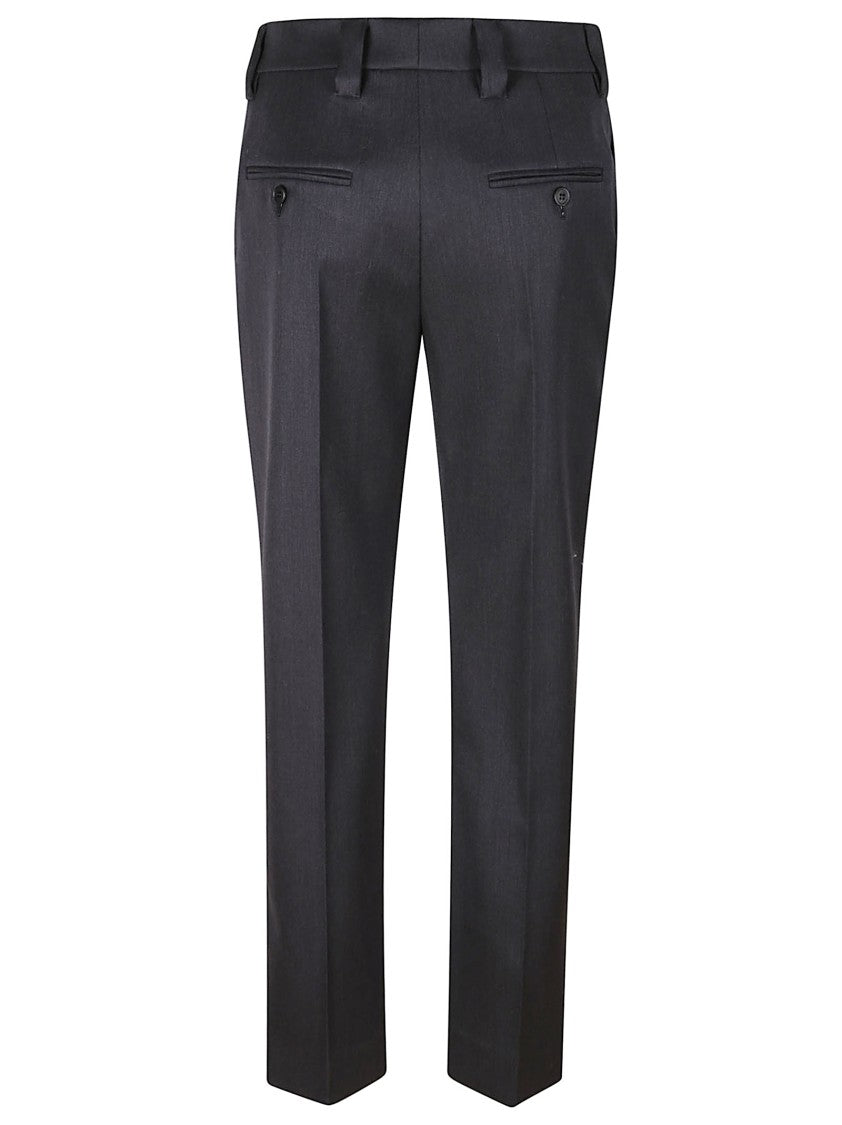 Prada Straight-Leg Tailored Trousers With Silver Safety Pin Detail