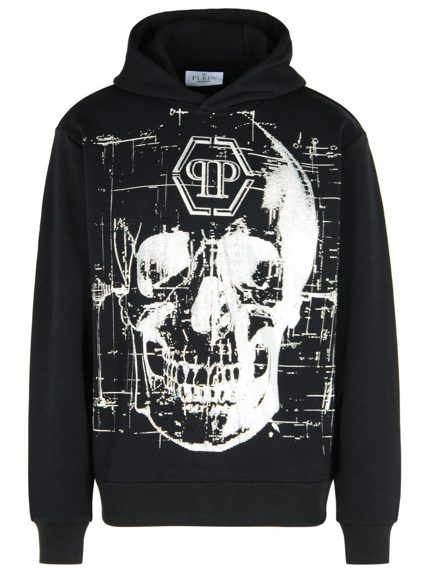 Philipp Plein Black Cotton Blend Sweatshirt