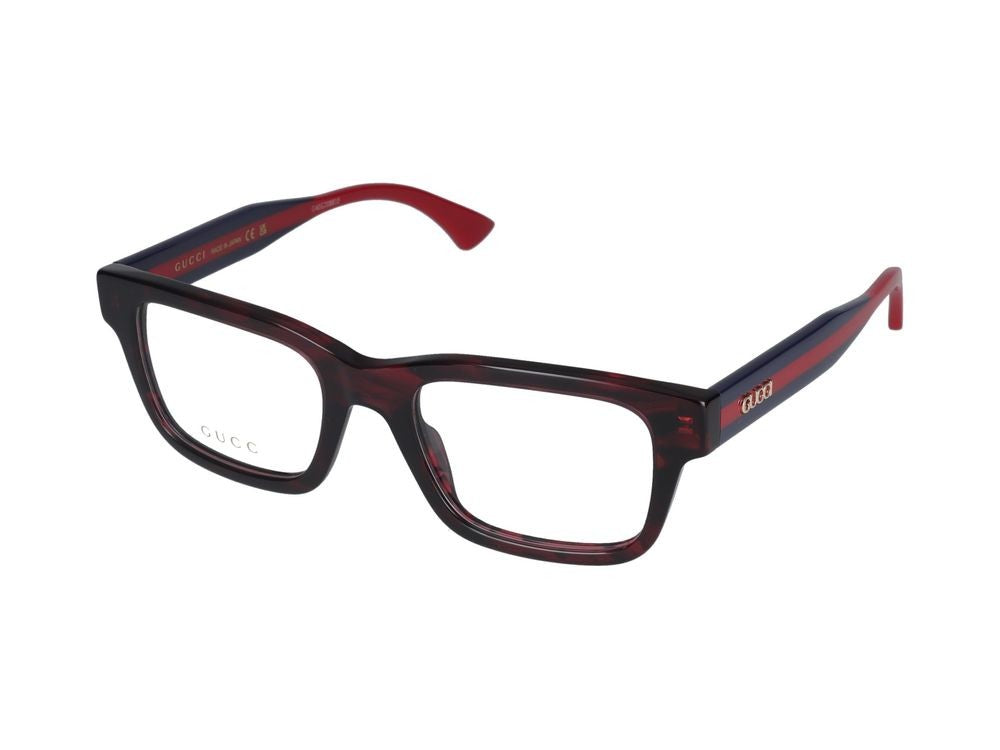 Gucci Havana Translucent Havana Pattern Bold Square Eyeglasses
