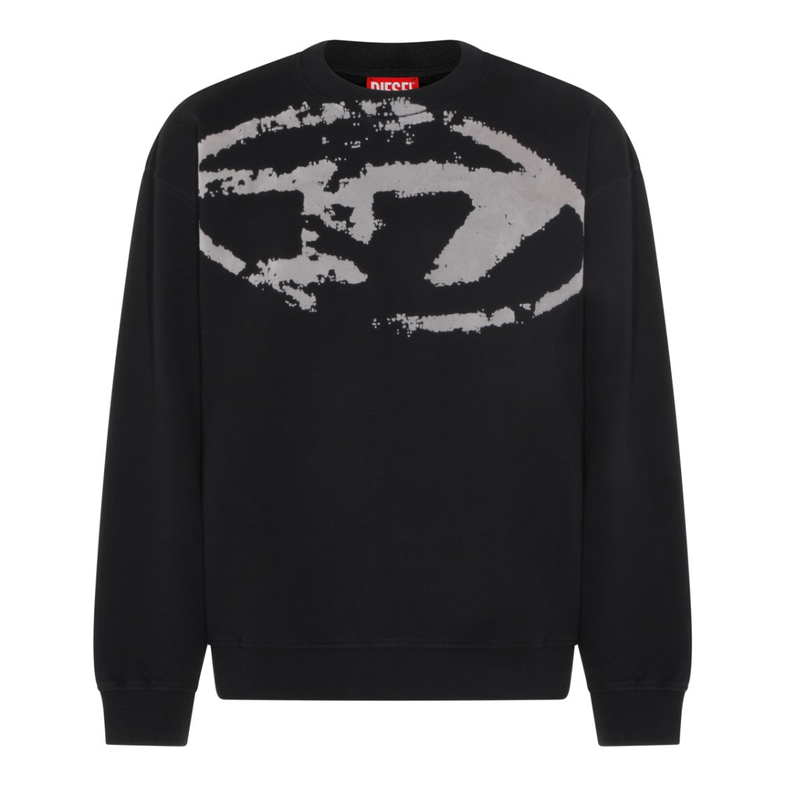 Diesel Cotton Logo Sweatshirt With Ribbed Hems And Distressed Print