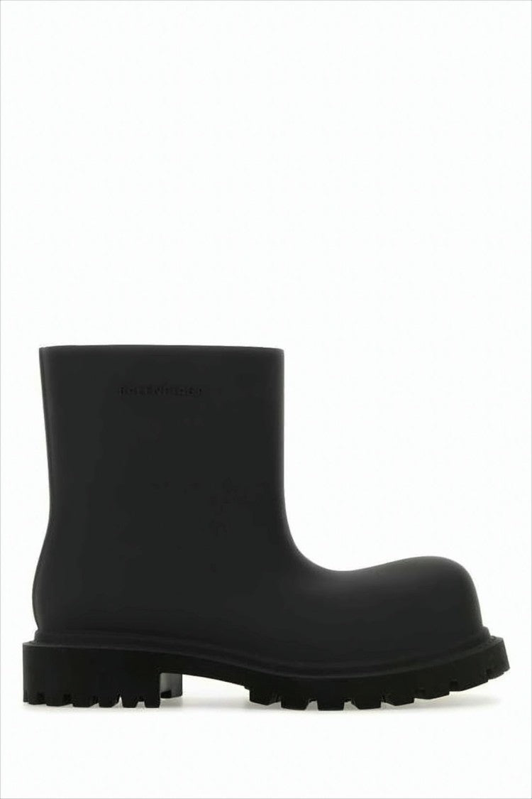 Balenciaga Minimalist Black Chunky Sole Boots With Rounded Toe