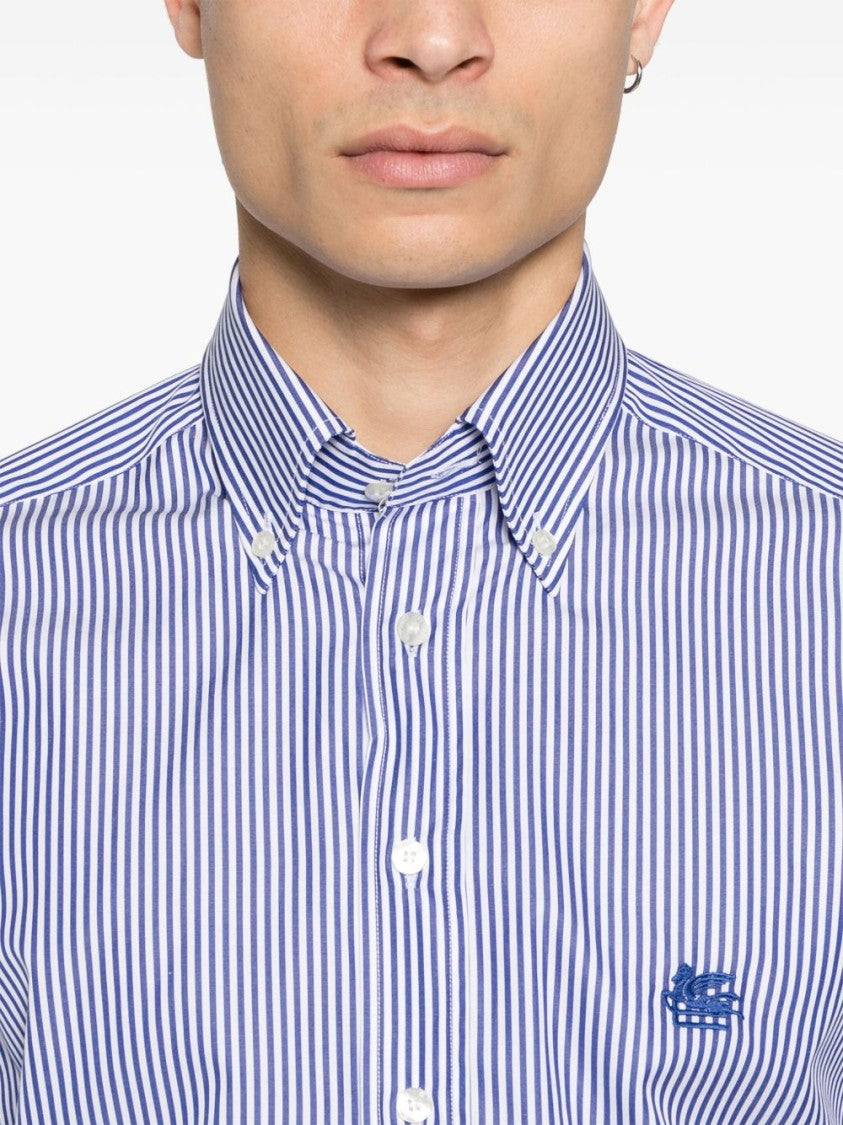 Etro Blue And White Striped Cotton Shirt