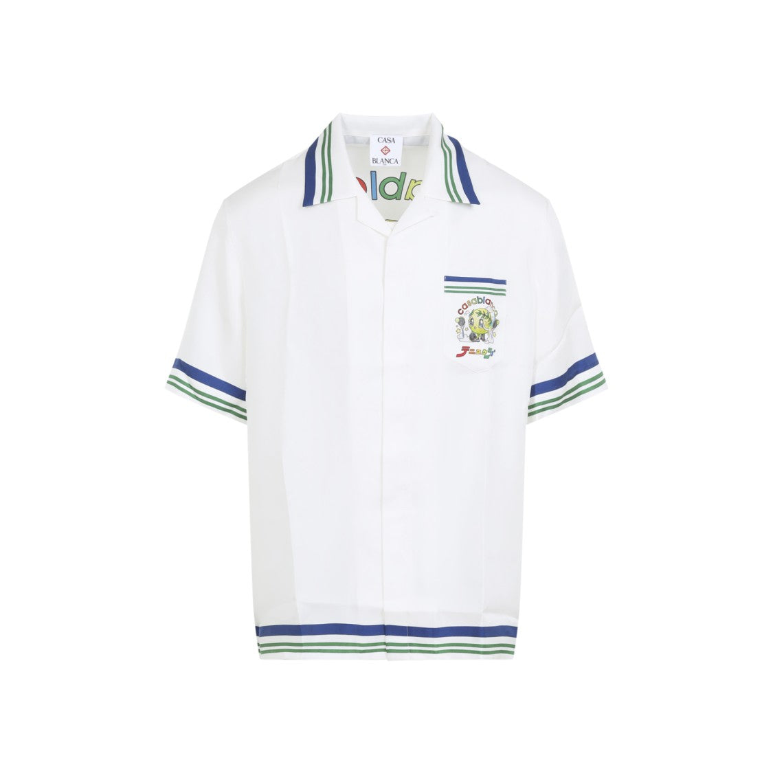 Casablanca White Silk Shirt With Colorful Striped