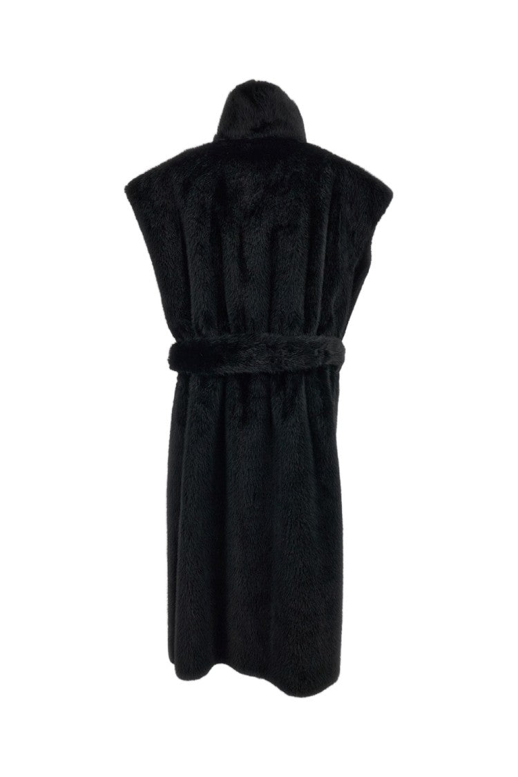 Stand Studio Black Oaklynn Reversible Belted High-Collar Faux Fur Vest