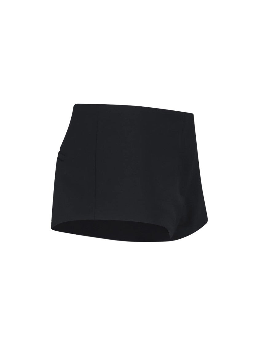 Entire Studios Black Tailored Flared Hem Shorts
