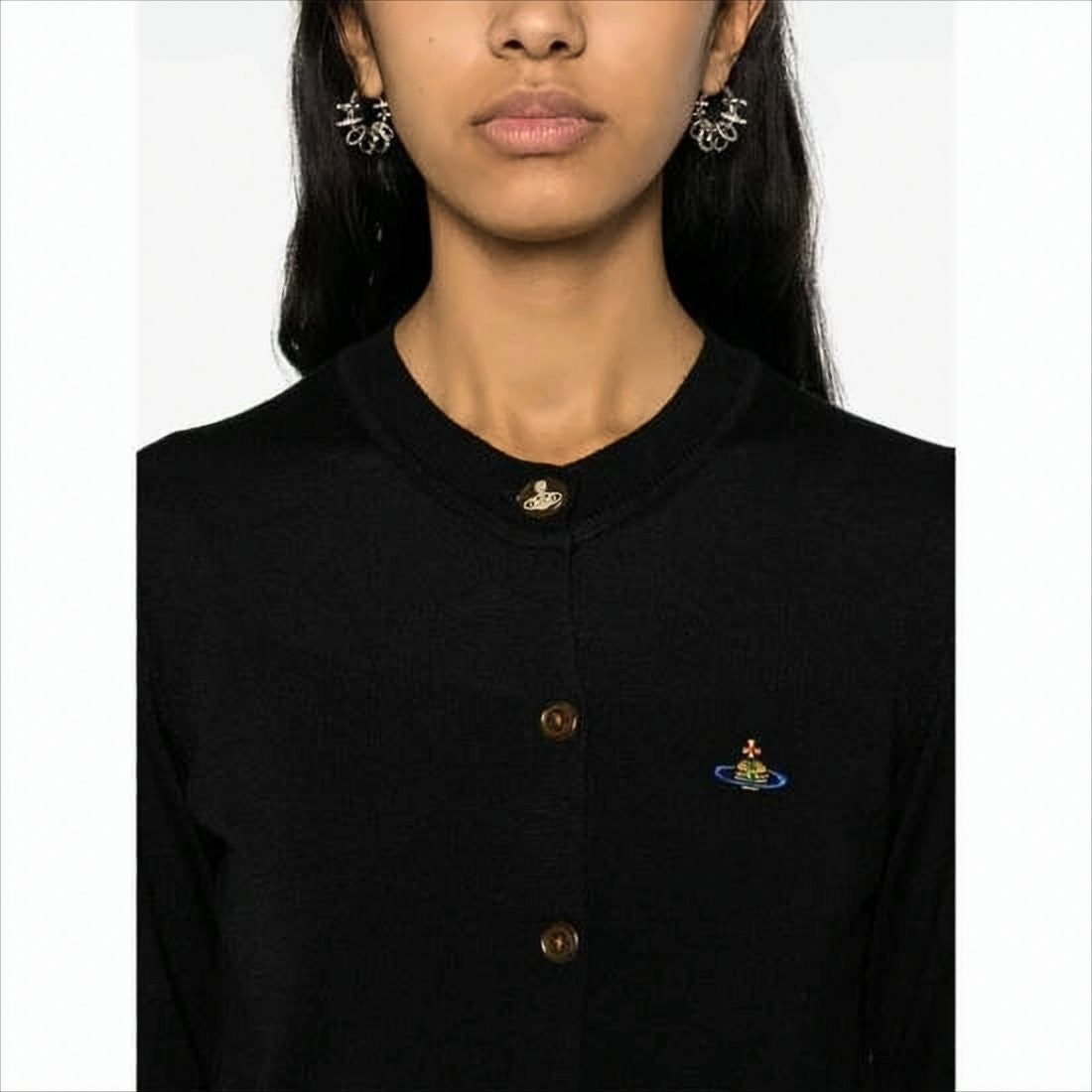Vivienne Westwood Fitted Black Cardigan With Silk-Wool Blend