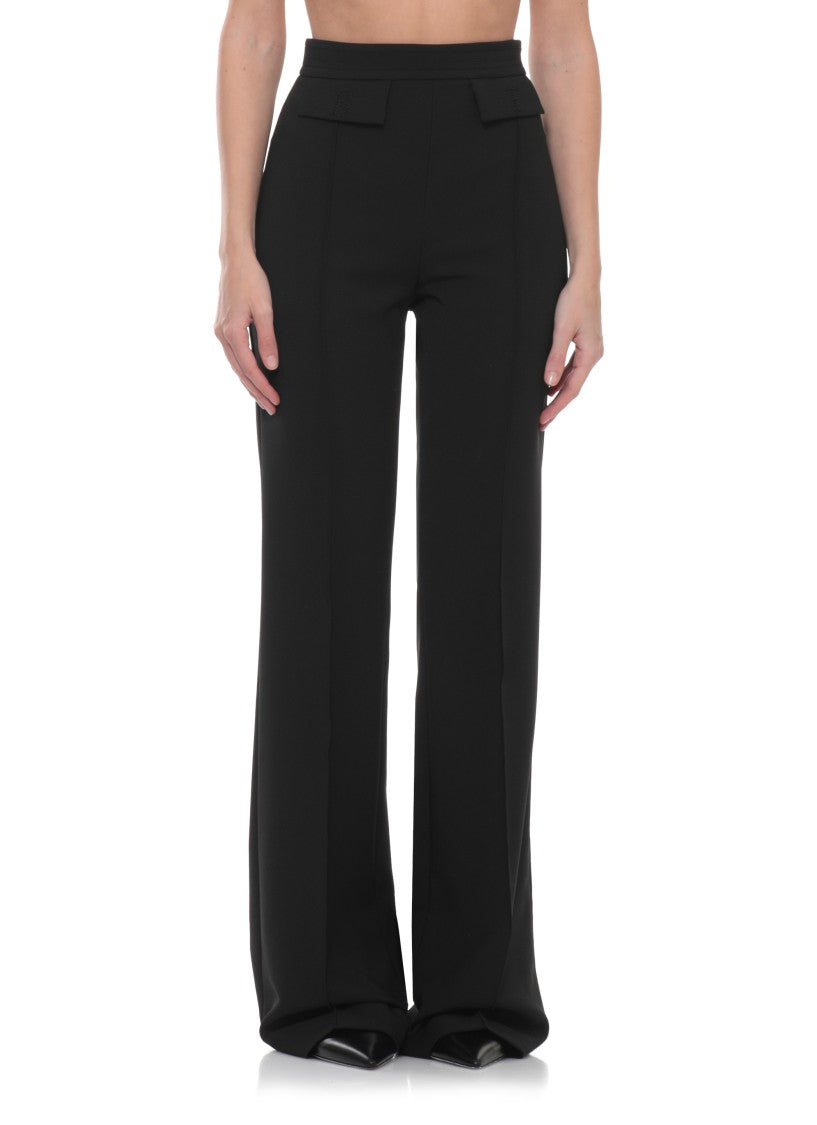 Elisabetta Franchi Black Embroidered Logo Straight-Leg Pants