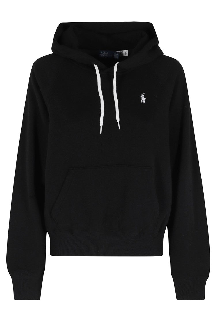 Polo Ralph Lauren Black Knit Round-Neck Hooded Cotton-Blend Sweatshirt