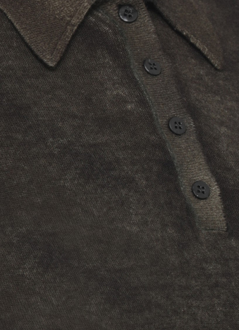 Avant Toi Green Ribbed Short-Sleeve Polo Shirt