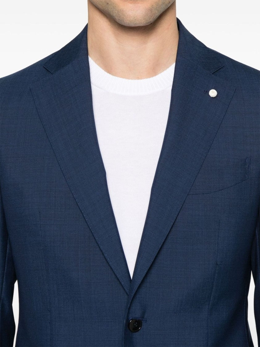 Luigi Bianchi Navy Blue Tailored Wool Suit