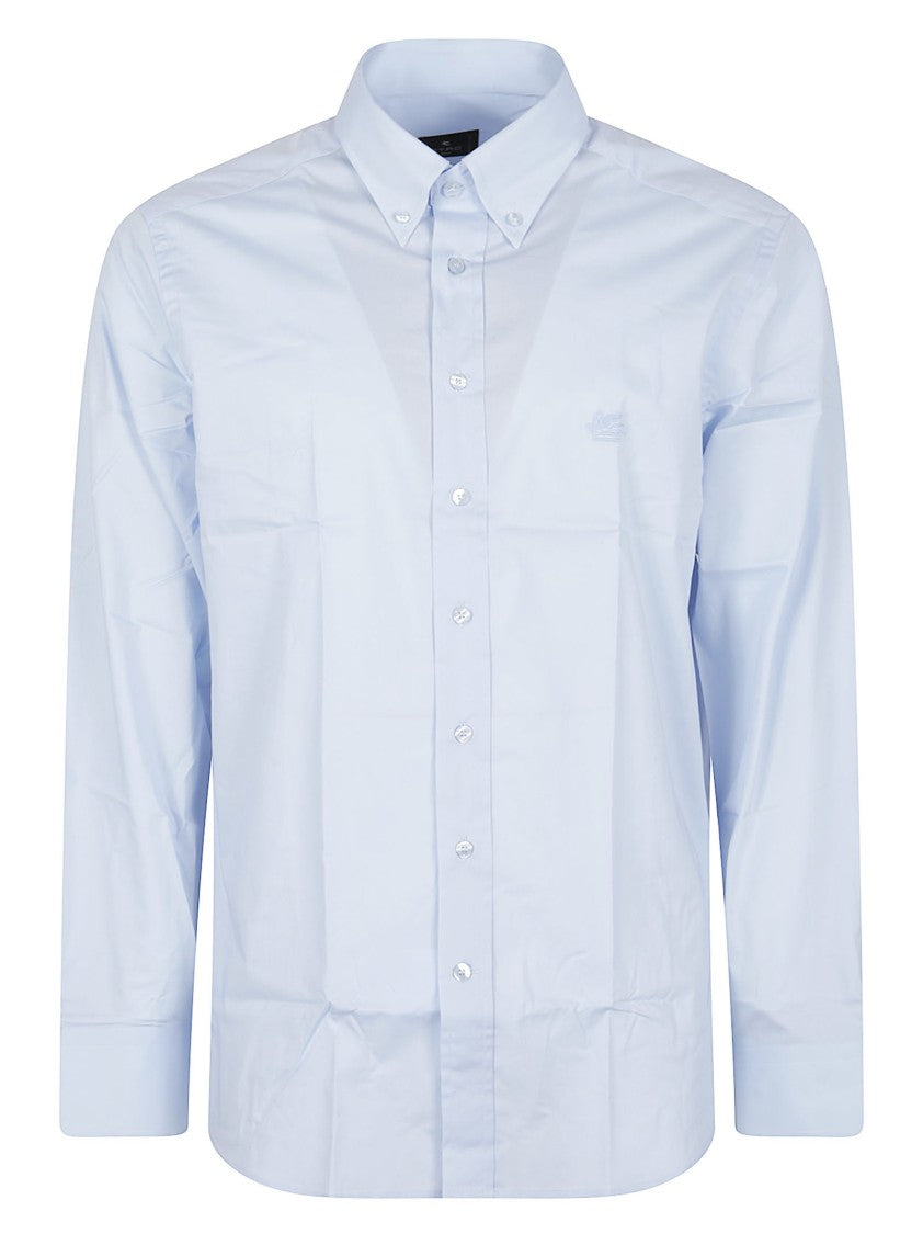 Etro Blue Roma Long-Sleeve Cotton Shirt