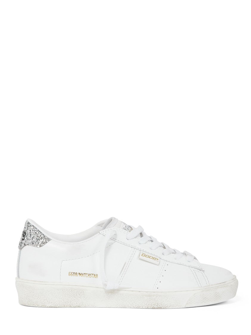 Golden Goose Star-Embellished Leather Sneakers With Glitter Heel