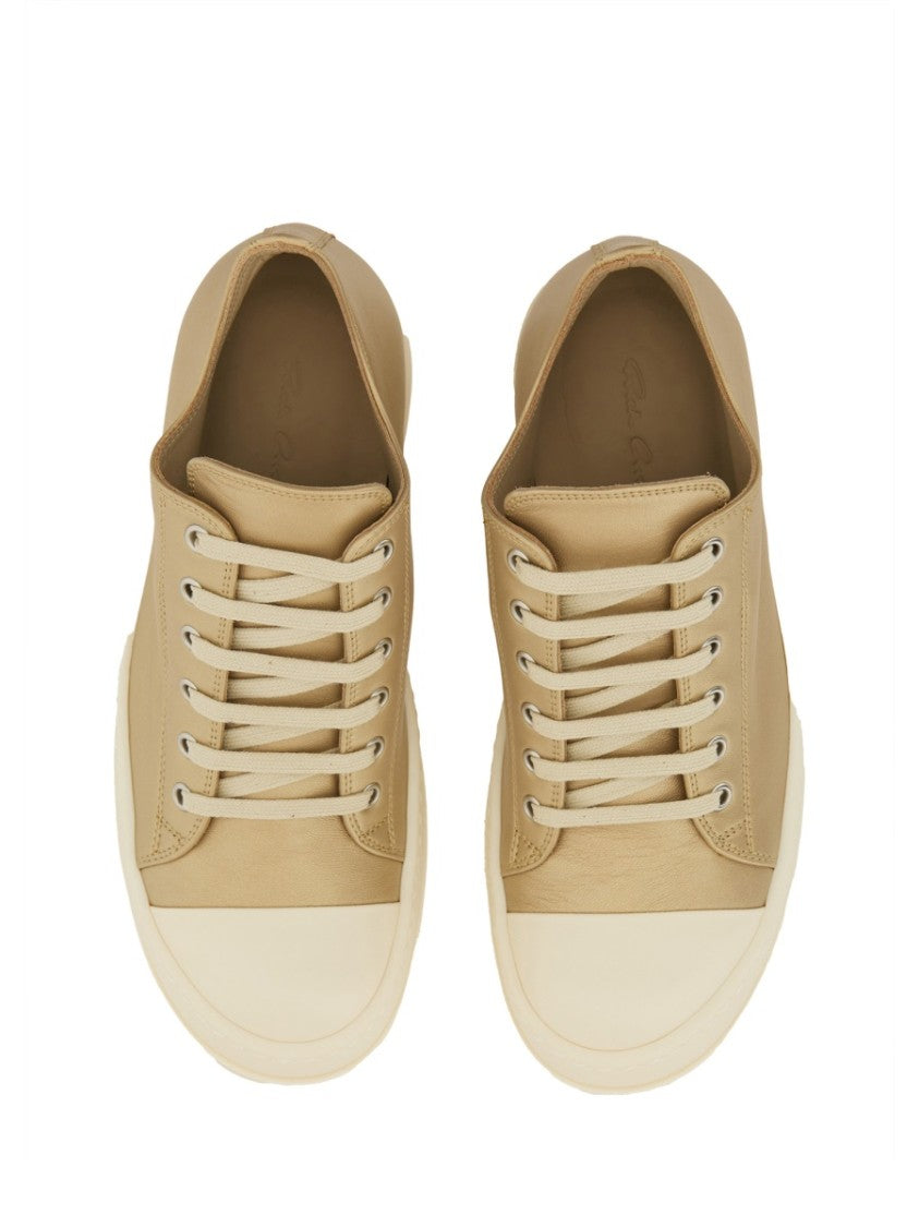 Rick Owens Lamb Leather Low-Top Sneakers With Calf Leather Toe Cap
