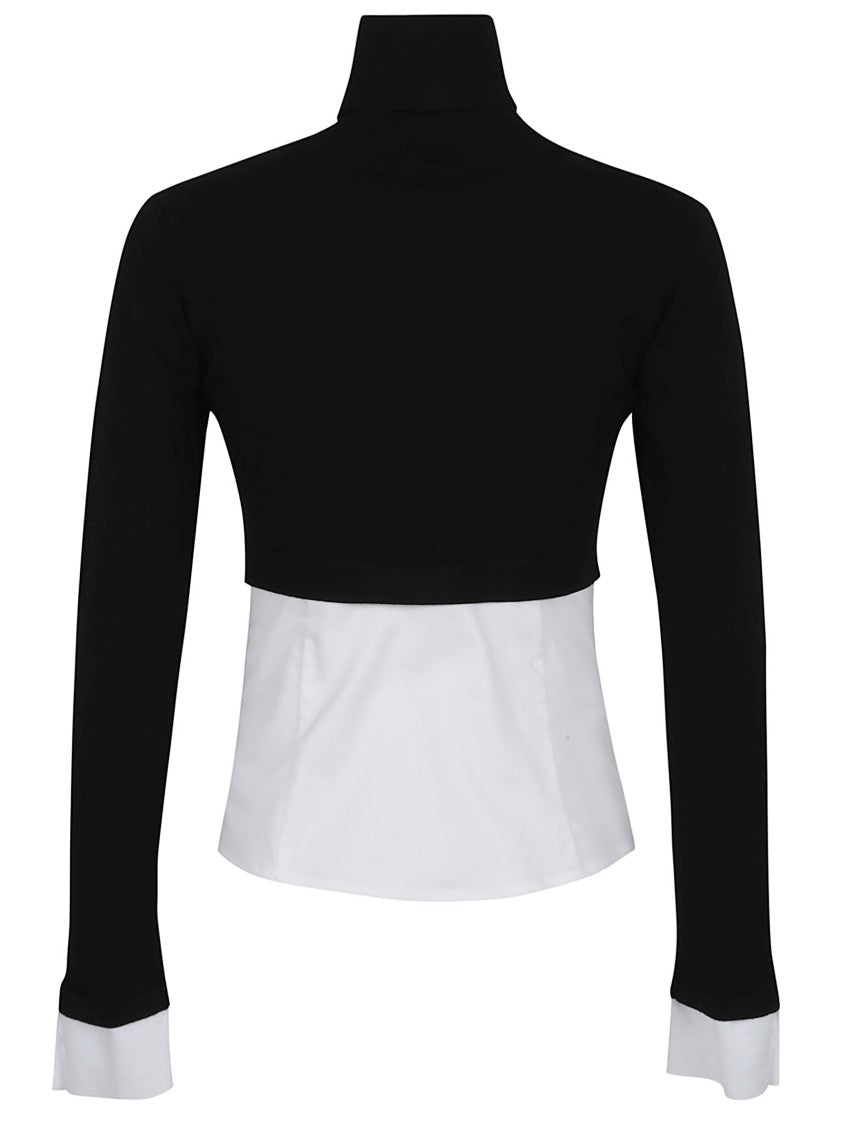 Elisabetta Franchi High-Neck Sweater With Contrast Bottom And Belt