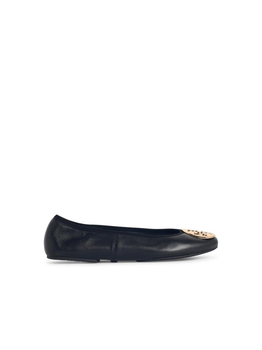 Tory Burch 'Minnie' Black Leather Ballet Flats