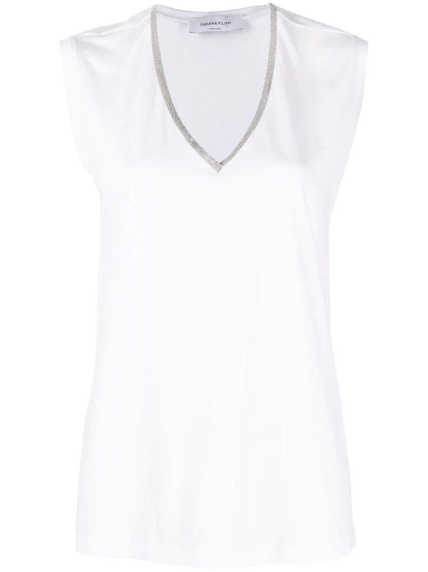 Fabiana Filippi V-Neck Tank Top With Jewelry Detail