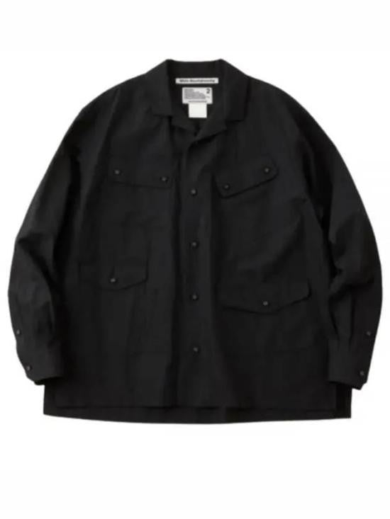 White Mountaineering Long-Sleeve Utility Shirt With Boxy Fit And Front Flap Pockets
