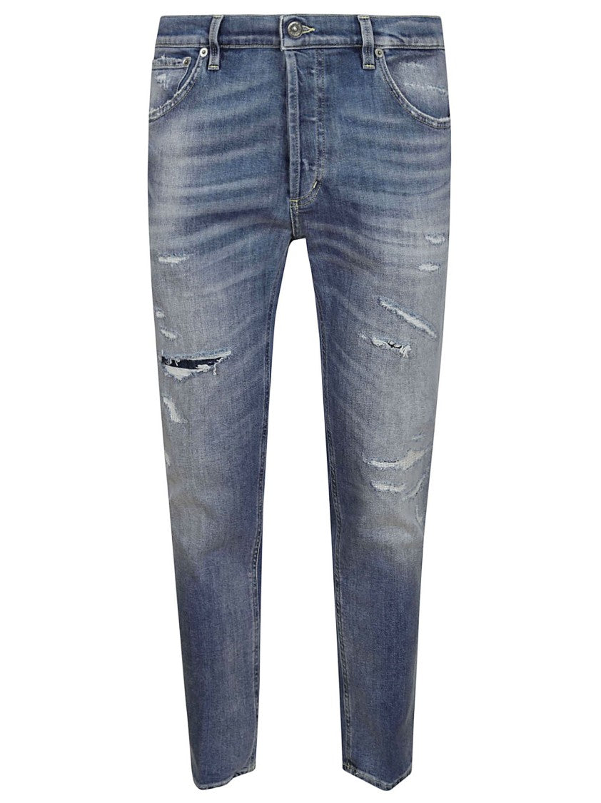 Dondup Carrot Fit Jeans With Distressed Medium Wash