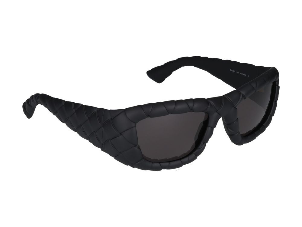 Bottega Veneta Black Textured Oversized Square Sunglasses