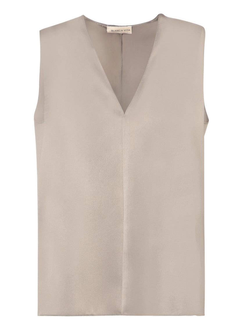 Blanca Vita Beige Relaxed Fit Top