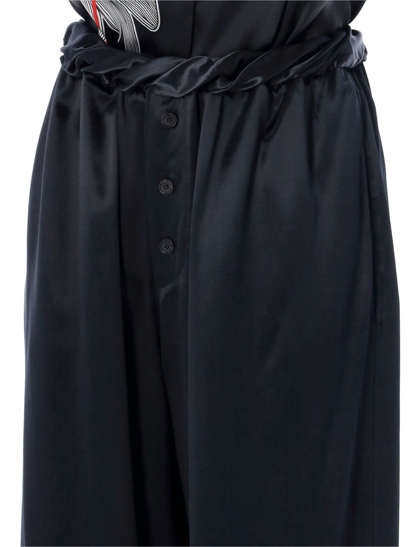 Ferragamo Wide-Leg Satin Pajama Pants