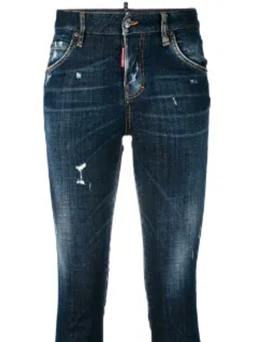 Dsquared2 Slim Fit Dark Blue Distressed Jeans