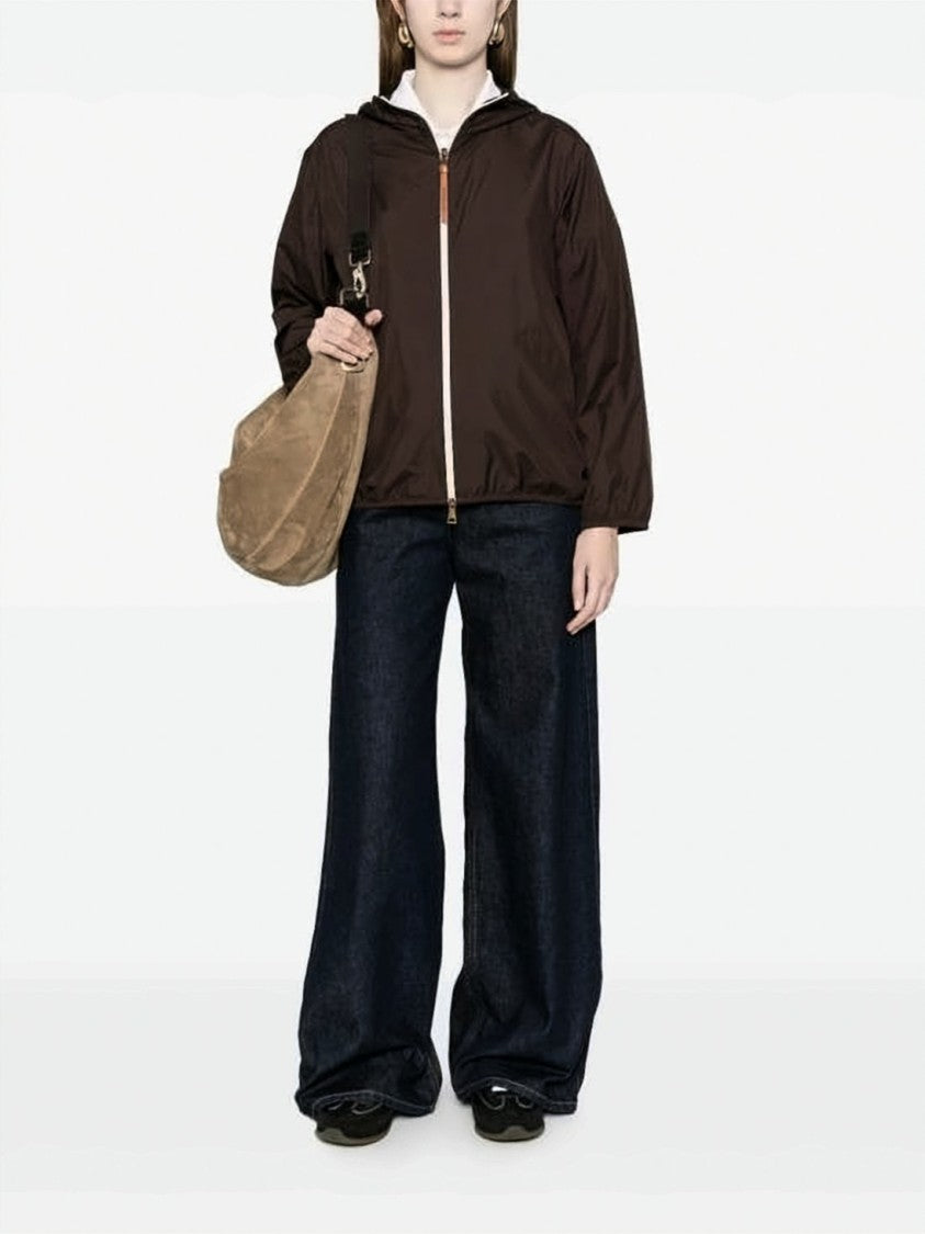 Moncler Lightweight Brown Polyester Jacket With Hood And Minimalist Design