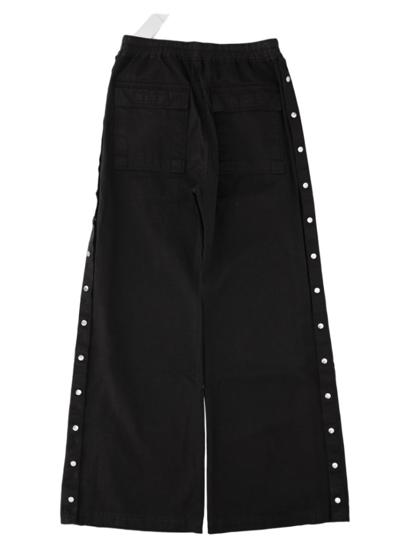 Drkshdw By Rick Owens Black Drawstring Snap-Button Wide-Leg Cotton Pants