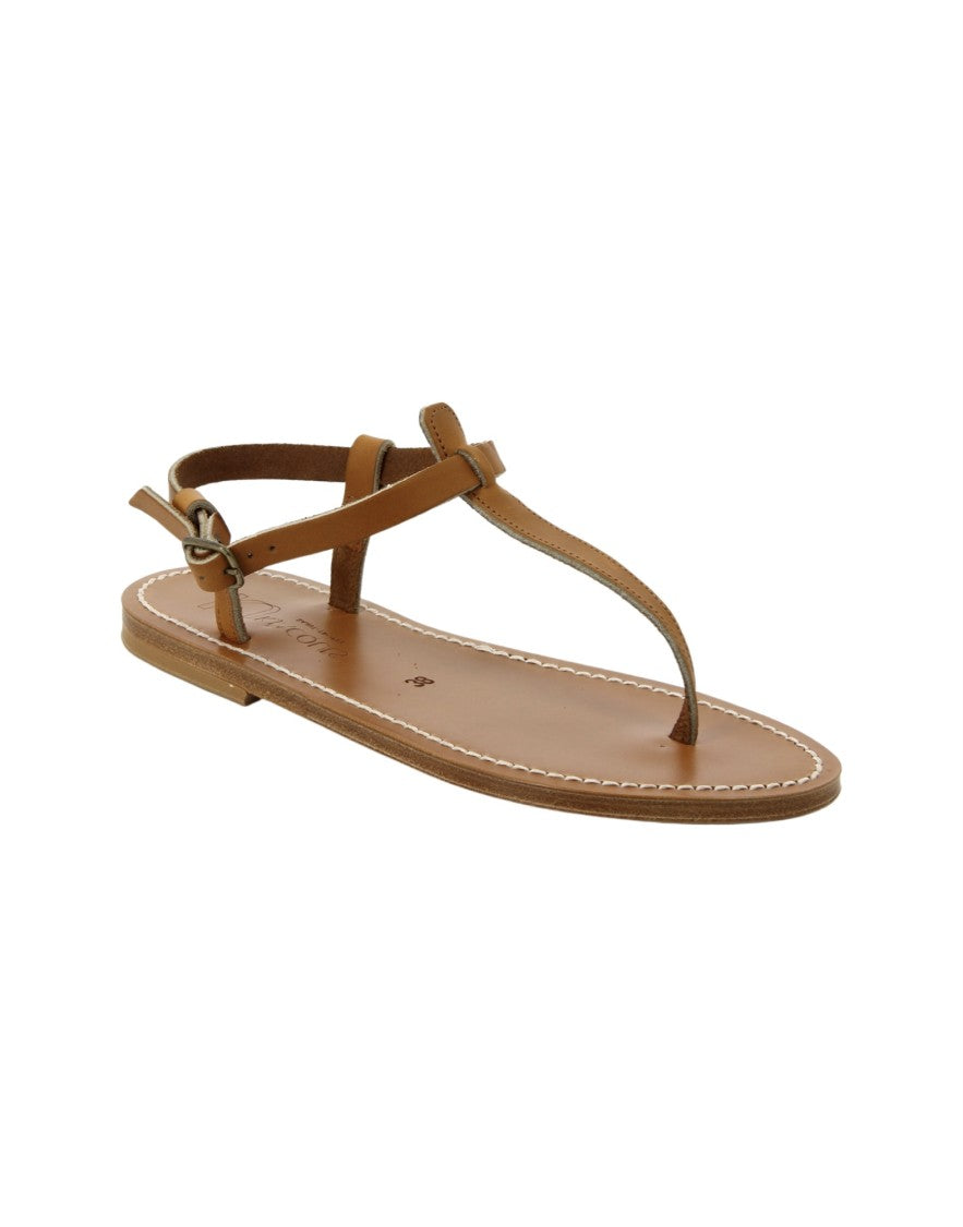 K Jacques St Tropez Brown Leather Thong Sandal With Ankle Strap