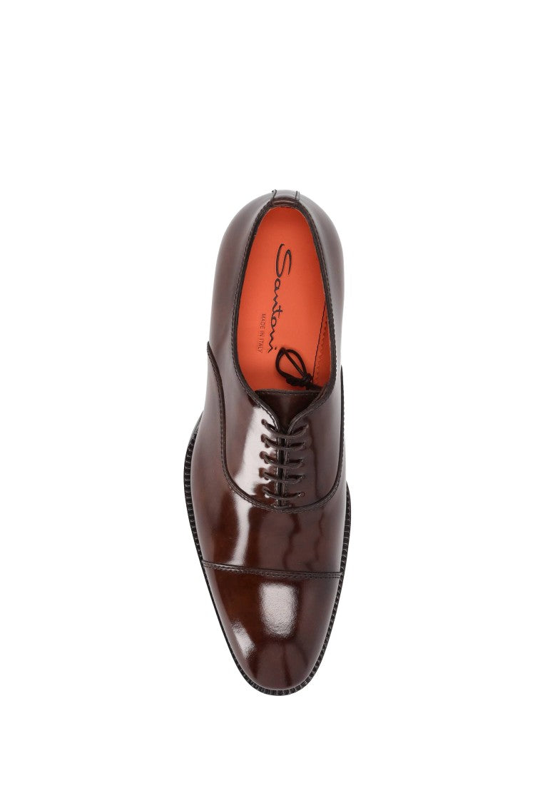 Santoni Brushed Calf Leather Lace-Ups