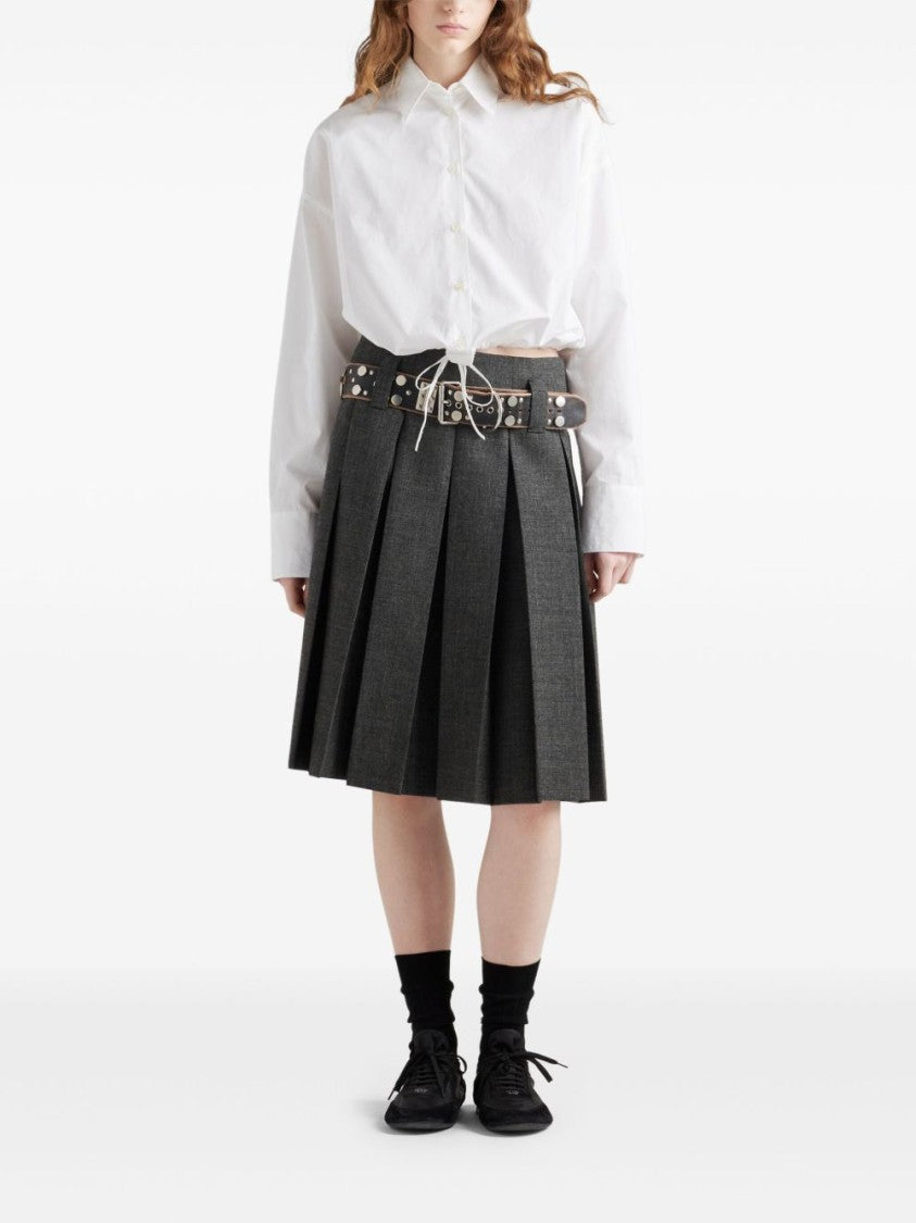 Prada Cropped White Shirt With Classic Collar