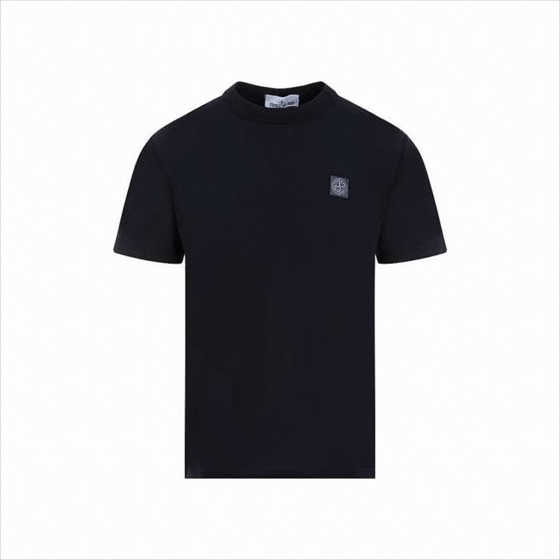 Stone Island Crew Neck Black Cotton T-Shirt